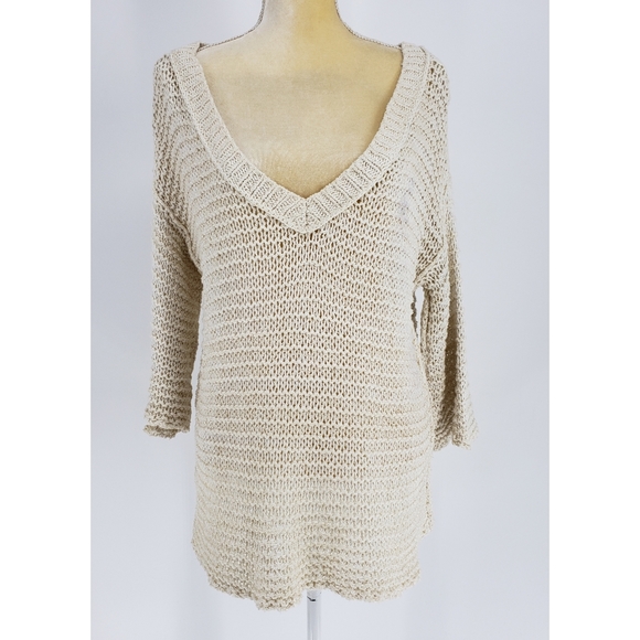 Free People Sweaters - Free People | Open Knit V-neck Oversized Tunic Top